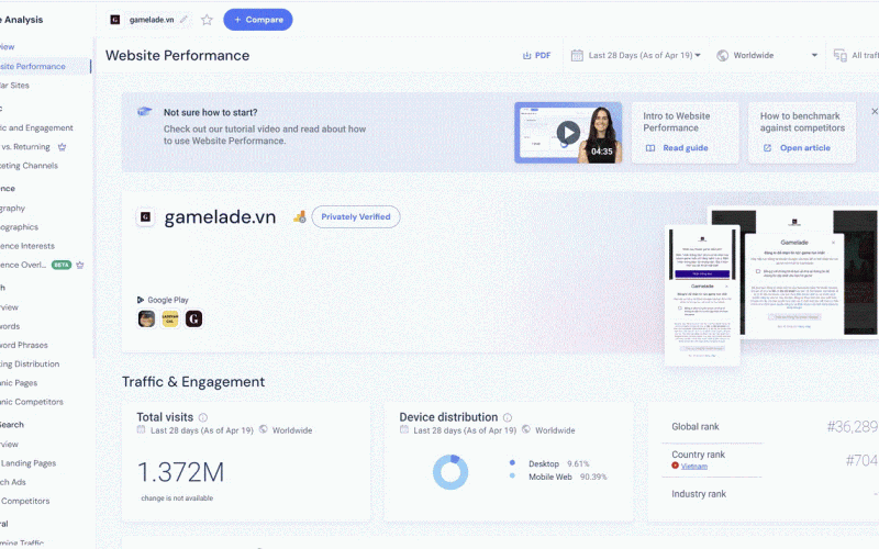 Website Gamelade.vn đạt mốc 1.3 triệu lượt xem